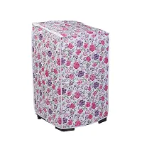 Classic? Top Load Washing Machine Cover Suitable for Samsung Back Panel 6.2 Kg, 6.5 Kg, 7.0 Kg, 7.2 Kg, 7.5 Kg (55cms X 55cms X 92cms) White & Pink Flower-thumb3