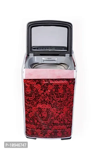 Classic? Top Load Washing Machine Cover Suitable for Samsung Back Panel 8 Kg, 8.5 Kg, 9.0 Kg, 10 Kg (63cms X 63cms X 93cms) Red Flower