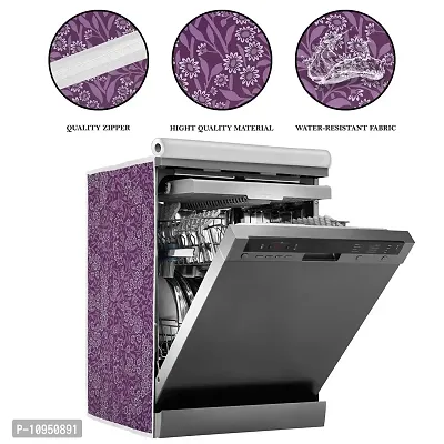 Classic Dishwasher Cover Suitable for Godrej of 12, 13, 14, 15 Place Setting (63X63X81CMS, Purple Flower)-thumb2