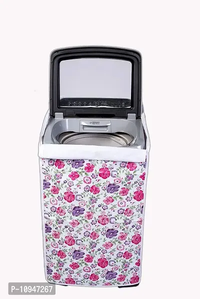Classic? Top Load Washing Machine Cover Suitable for Bosch Back Panel 6.5 Kg, 7.0 Kg (56X57X95 CMS, White  Pink Flower)