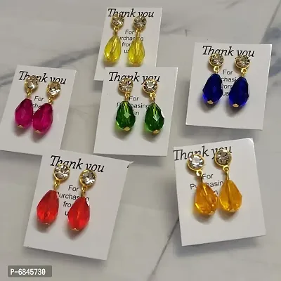 6 pairs of drop crystal earrings combo