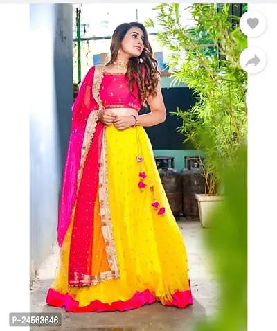 women's new embroidered work net  lehenga choli-thumb0