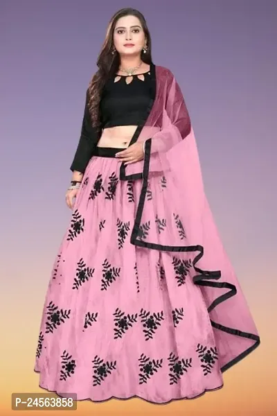 women's new embroidered work net  lehenga choli