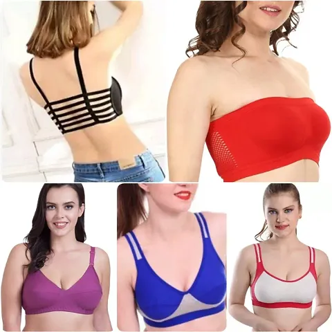 COMBO OF 5 DESIGN NON PADDED BRA