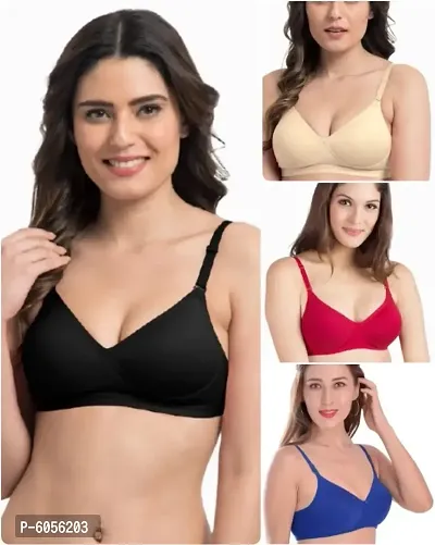 PACK OF 4 SEAMLESS IMPORTED FABRIC PADDED BRA