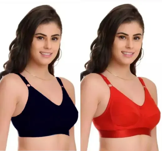 PACK OF 2 C CUP PLUS SIZE DOUBLE FABRIC BROAD ELASTIC BRA
