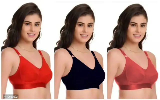 Buy Multicoloured Cotton Hosiery Solid Bras For Women Online In