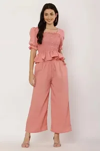 Classic Crepe Solid Co-ord set for Women-thumb1