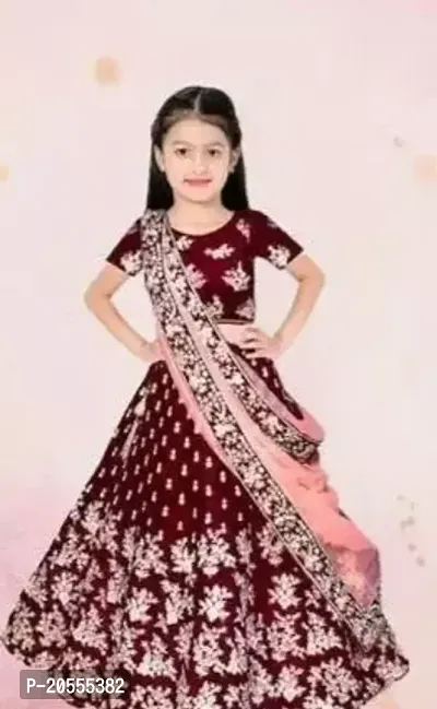 Alluring Maroon Satin Lehenga Cholis For Girls-thumb0