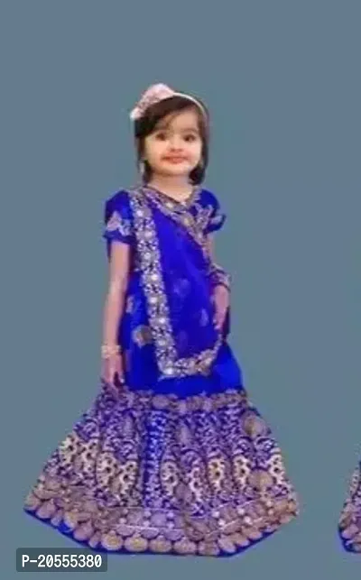 Alluring Blue Satin Lehenga Cholis For Girls-thumb0