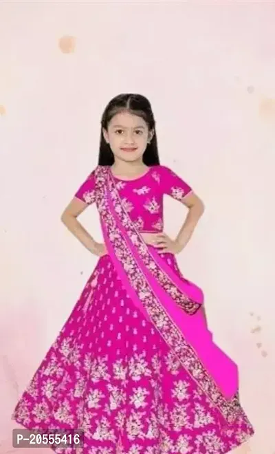 Alluring Pink Satin Lehenga Cholis For Girls-thumb0