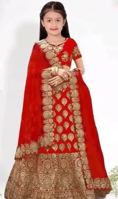 KRISHNAV ENTERPRISE KIDS TAFETA SILK LEHENGA CHOLI