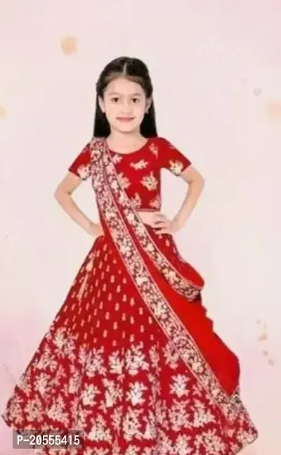 Alluring Red Satin Lehenga Cholis For Girls