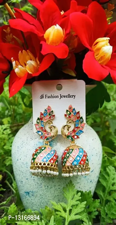 Shimmering Alloy Earrings For Women And Girls-thumb0