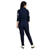 Girls Cotton Lycra Maxi Dress Two Pieces Navy Blue Jacket and Bottom Set-thumb3