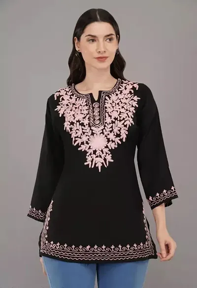 Woman's Embroidery Rayon Kurtis Embroidery Top