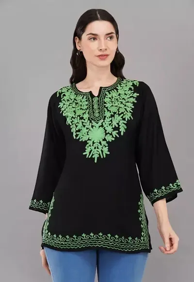 Woman's Embroidery Rayon Kurtis Embroidery Top