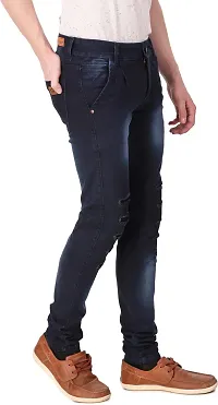 Stylish Dark Blue Denim Low Rise Jeans For Men-thumb3