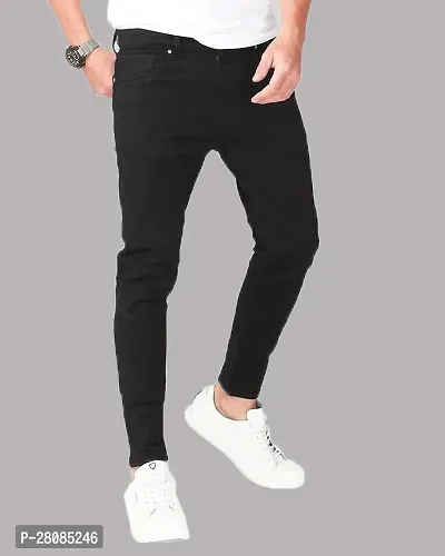 Stylish Black Denim Low Rise Jeans For Men-thumb0