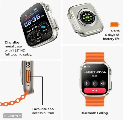 Watch S8 Ultra Latest Bluetooth Calling 4g Series 8 AMOLED High Resolution with All Sports Features  Health Tracker, Charging Battery, Bluetooth Unisex Smart Watch Ultra - Orange, Free Size-thumb5