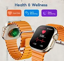 Watch S8 Ultra Latest Bluetooth Calling 4g Series 8 AMOLED High Resolution with All Sports Features  Health Tracker, Charging Battery, Bluetooth Unisex Smart Watch Ultra - Orange, Free Size-thumb2