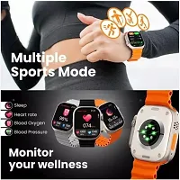 Watch S8 Ultra Latest Bluetooth Calling 4g Series 8 AMOLED High Resolution with All Sports Features  Health Tracker, Charging Battery, Bluetooth Unisex Smart Watch Ultra - Orange, Free Size-thumb1