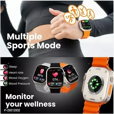 Watch S8 Ultra Latest Bluetooth Calling 4g Series 8 AMOLED High Resolution with All Sports Features  Health Tracker, Charging Battery, Bluetooth Unisex Smart Watch Ultra - Orange, Free Size-thumb2