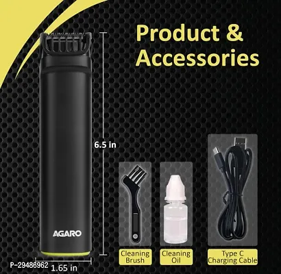 AGARO MT 8001 Beard Trimmer for Men, 60min Run Time, USB Charging, Fast Charge, 20 Length Setting, Rechargeable Battery, Black-thumb3