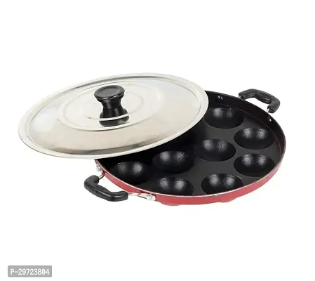 Appam Patra with Stainless Steel Lid Non-Stick Heavy Duty Aluminum 25 cm, 12 Cavity-thumb0