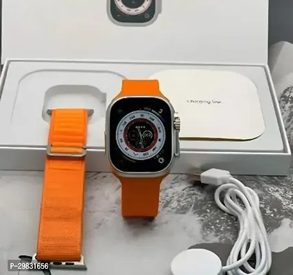 T800 Ultra Smart Watch with Wireless Charging Bluetooth (orange Strap, for All)-thumb0