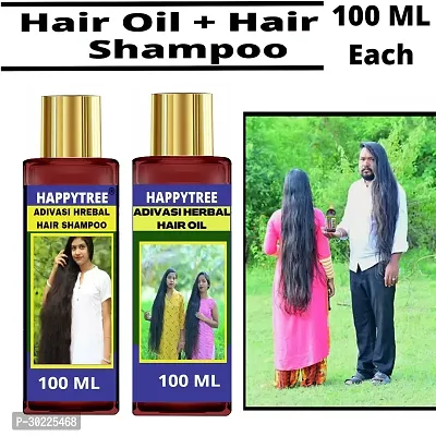 Happytree Organics Adivasi Neelambhari Medicine Hair Oil 100 ml and Shampoo for Hairfall Control and Hair Growth 100 ml-thumb0