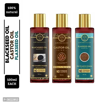 Happytree Organics Blackseed Oil+ Castor Oil+Flaxseed Oil (100 ml each)