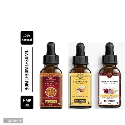 Happytree Organics Sweet Almond Oil Oil+  Sesame Oil + Onion Blackseed Oil-thumb0