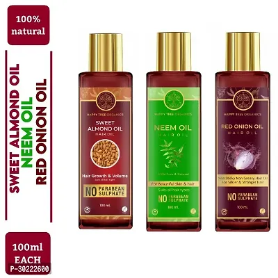 Happytree Organics Sweet Almond Oil + Neem Oil + Red Onion Oil-thumb0