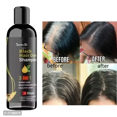 3 in 1 Hair Dye Instant Black Hair Shampoo for Women  Men 100% Coverage Shampoo 100ml (Black) (1)-thumb0