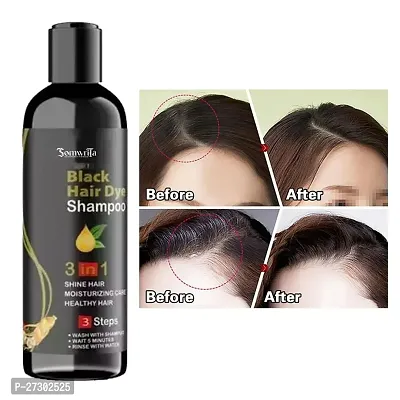 3 in 1 Hair Dye Instant Black Hair Shampoo for Women  Men 100% Coverage Shampoo 100ml (Black) (1)-thumb0