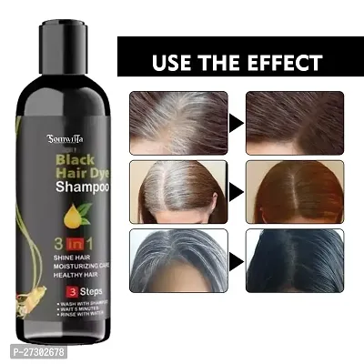 3 in 1 Hair Dye Instant Black Hair Shampoo for Women  Men 100% Coverage Shampoo 100ml (Black) (Pack Of 1)-thumb0