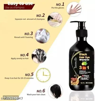 Organic Shampoo Herbal 3 in 1 Hair Dye Instant Black Hair Shampoo Men Women_09  (300 ml)-thumb2