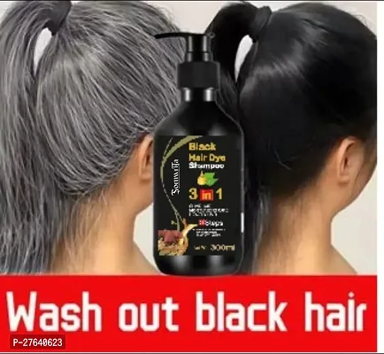 Organic Shampoo Herbal 3 in 1 Hair Dye Instant Black Hair Shampoo Men Women_09  (300 ml)-thumb0