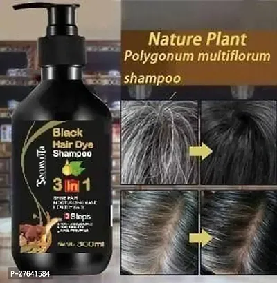 Organic Shampoo Herbal 3 in 1 Hair Dye Instant Black Hair Shampoo Men Women_09  (300 ml)