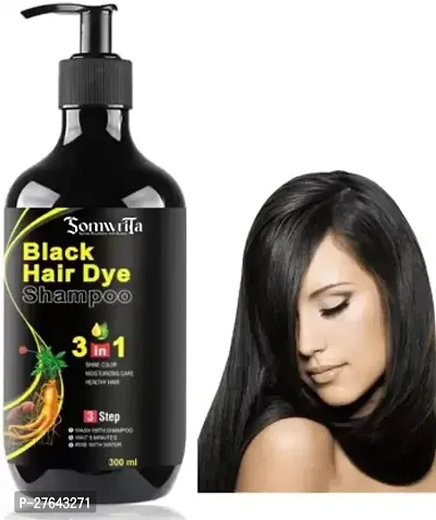 Organic Shampoo Herbal 3 in 1 Hair Dye Instant Black Hair Shampoo Men Women_09  (300 ml)-thumb0