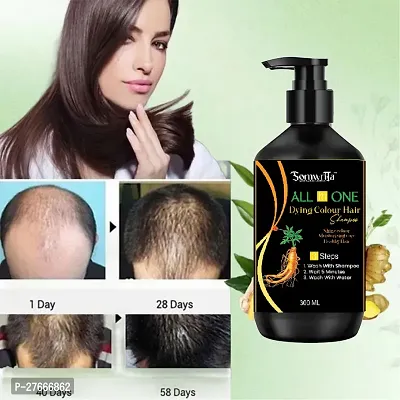 Herbal 3 in 1 original Hair Dye Instant Black Hair Shampoo for Women  Men Organic Shampoo-thumb0