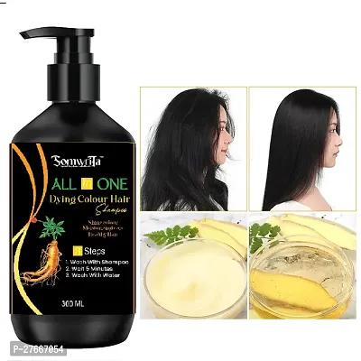 Herbal 3 in 1 original Hair Dye Instant Black Hair Shampoo for Women  Men-thumb0