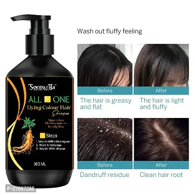 Herbal 3 in 1 original Hair Dye Instant Black Hair Shampoo for Women  Men-thumb0