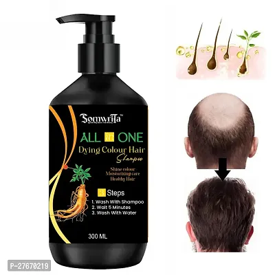 Herbal 3 in 1 original Hair Dye Instant Black Hair Shampoo for Women  Men Organic Shampoo Herbal 3 in 1 Hair Dye Instant Black Hair Shampoo 100% Coverage Shampoo 300ml - 1-thumb0