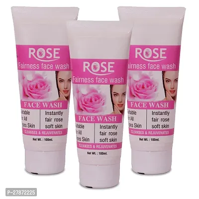 SOMWRITA ROSE Face Wash,Clearance Mela Special,Skin Lightening  Tan Removal Face wash,Oil Controal  Remove Pigmentation ,Tan Removal Face Wash, All Skin Types Face Wash Tube Pack of 3 (100ml)-thumb0