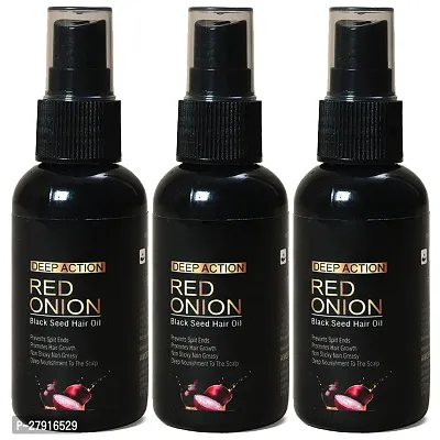 Onion Black Seed Hair Oil | Amla Hair Oil |Coconut Hair Oil | Almond Hair Oil | Alovera Extracts Hair Oil | Hair Oil |( 60 ml ) [Pack Of 3]  (MEN  WOMEN)-thumb0