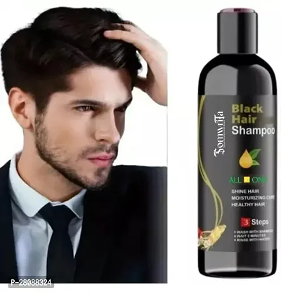 Herbal 3 in 1 Hair Dye Instant Black Hair Shampoo for Women  Men 100% Coverage Shampoo 100ml (Black) (1)-thumb0