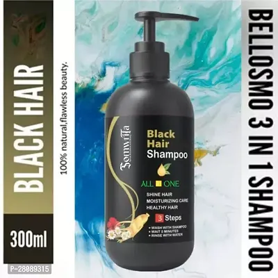 Herbal 3 in 1 Hair Dye Instant Black Hair Shampoo for Women  Men 100% Coverage Shampoo 300ml (Black) (1)-thumb0