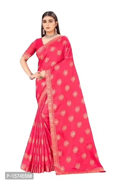 Anoushka ARBUDA FASHION Women's Solid Silk 5.5 Meter Saree with Unstitched Blouse Piece [Pink].-thumb0